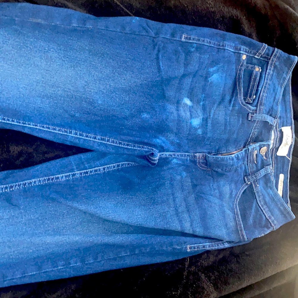 Blue high waisted double button jeans